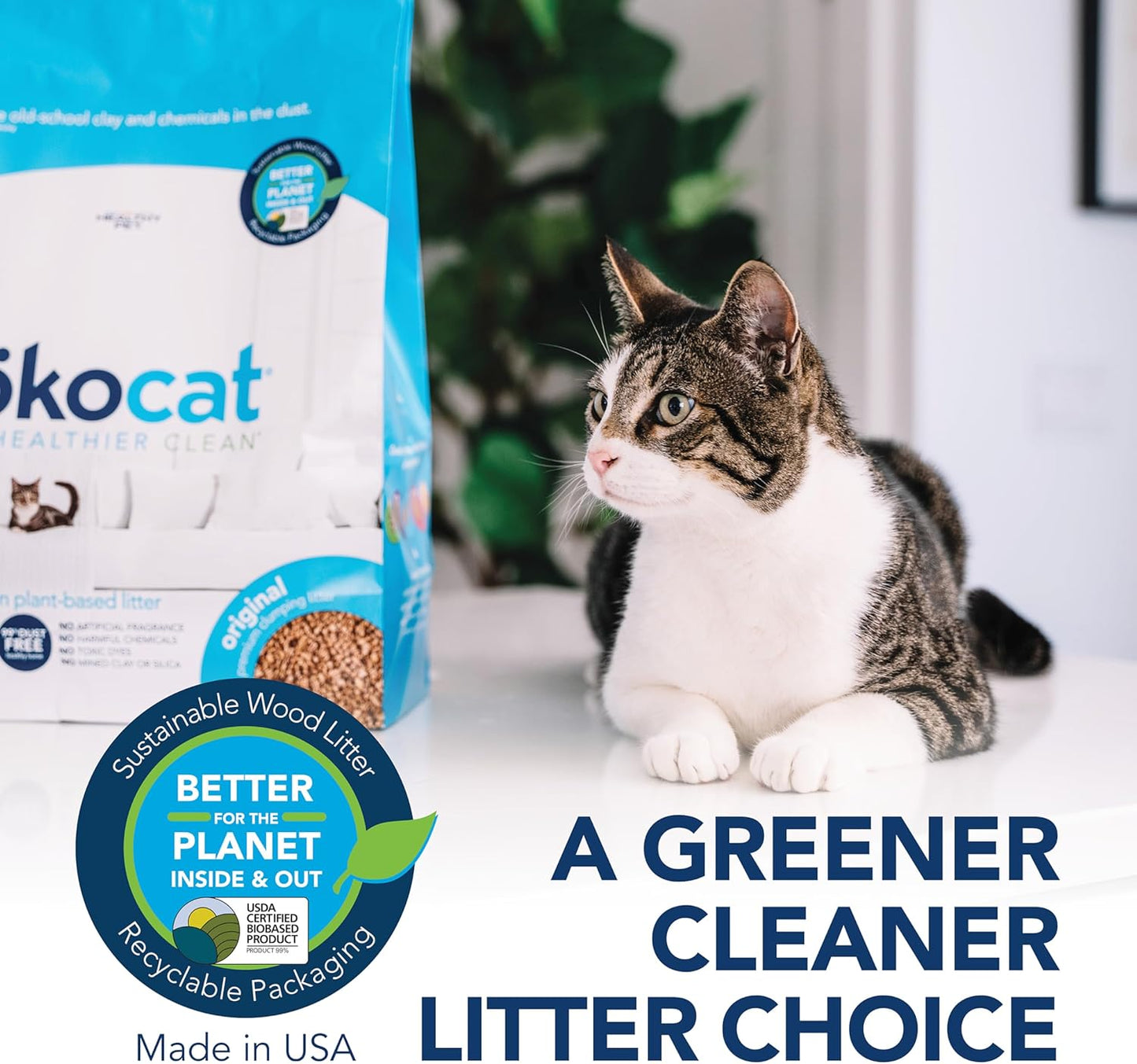 Original Wood Clumping Cat Litter, Unscented, 13.2 Pounds - Natural Ingredients, Stops Odor, Clumps Solid, 99% Dust Free, Great for All Cats