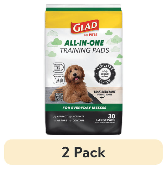(2 Pack)  Activated Charcoal Leak-Resistant Training Pads for Dogs, 23In X 23In, 30 Count