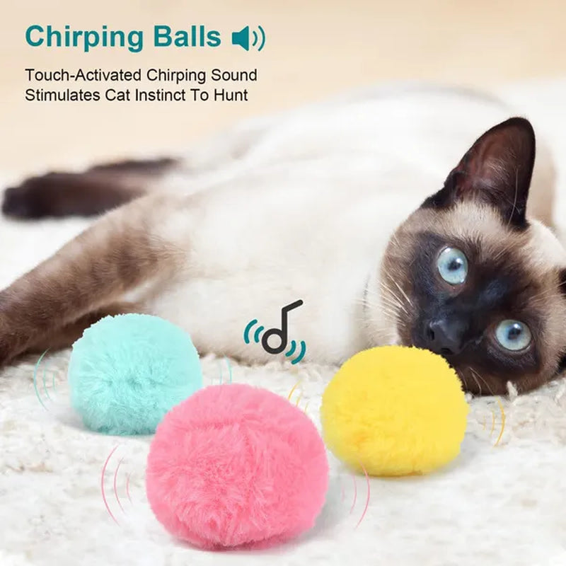 Smart Cat Toys Interactive Ball Cat Training Toy Lifelike Animal Chirping Sounds Bird Call Ball Pet Supplies Attract Cat Fun Cat Cats Kitten Kitty Toys(1/3Pcs）