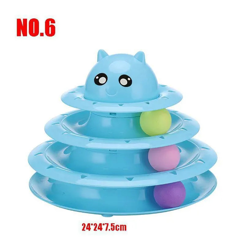 Newest Interactive Tower Cat Toy Turntable Roller Balls Toys for Cats Kitten Teaser Puzzle Track Toy Pets Training Supplies Accessories