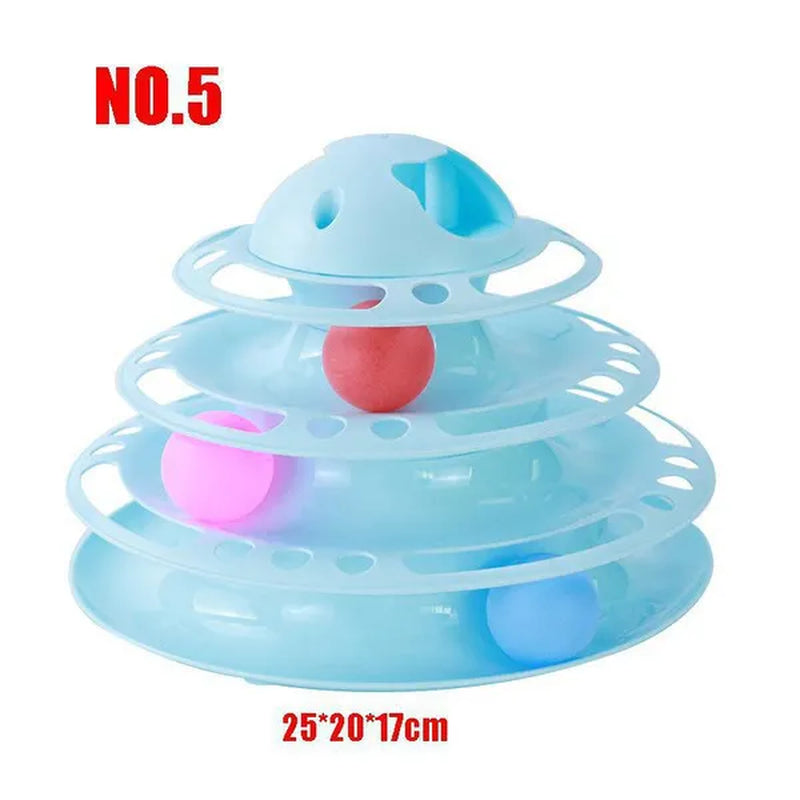 Newest Interactive Tower Cat Toy Turntable Roller Balls Toys for Cats Kitten Teaser Puzzle Track Toy Pets Training Supplies Accessories