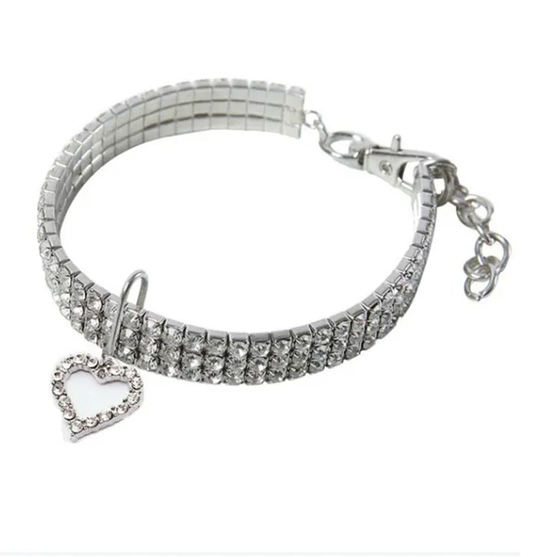 3 Rows Crystal Cute Pet Collar Dog Accessories Pet Pendant Necklace Cat Collar Necklace Dog Necklace Pet Accessories Puppy Collar