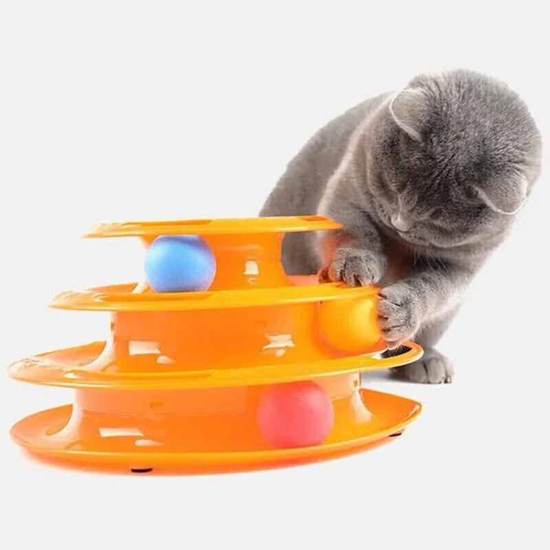 Newest Interactive Tower Cat Toy Turntable Roller Balls Toys for Cats Kitten Teaser Puzzle Track Toy Pets Training Supplies Accessories