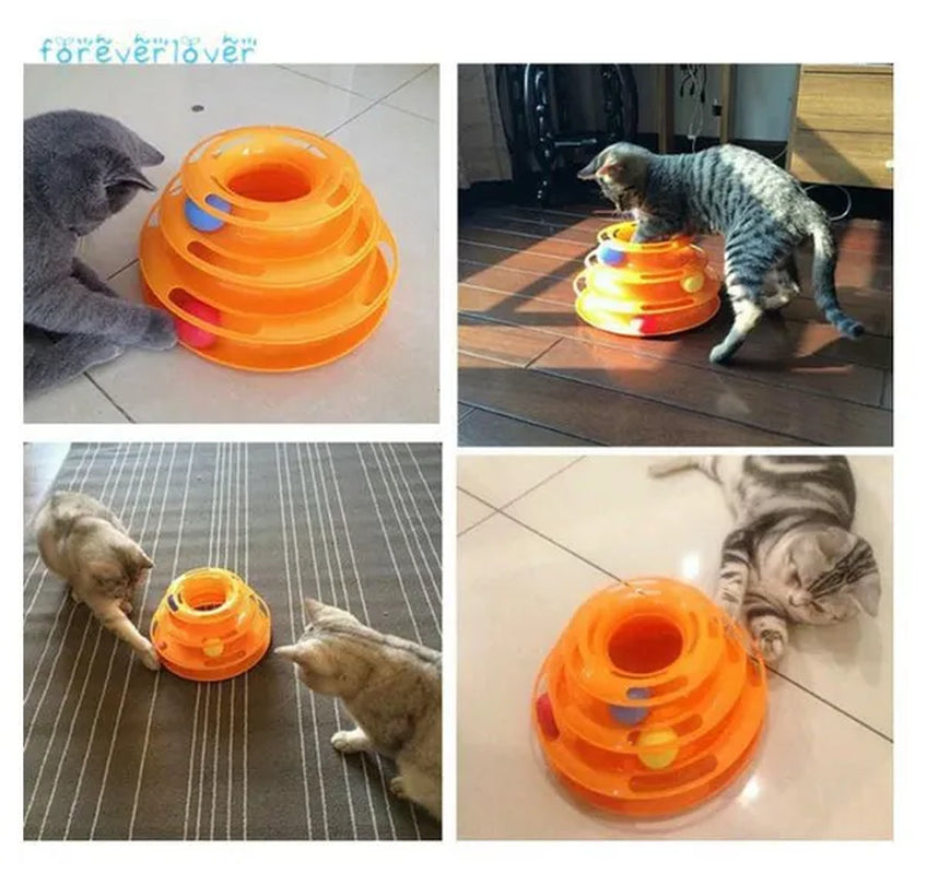 Newest Interactive Tower Cat Toy Turntable Roller Balls Toys for Cats Kitten Teaser Puzzle Track Toy Pets Training Supplies Accessories