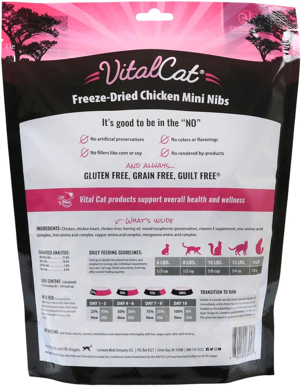 Freeze Dried Cat Food, Chicken Mini Nibs 12 Oz
