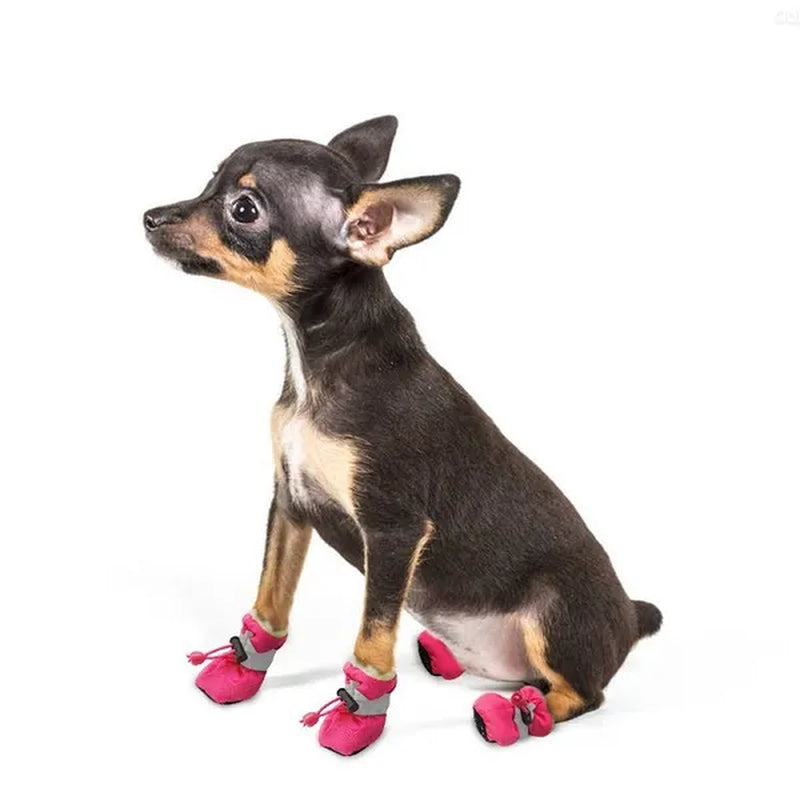 4Pcs/Set Pet Accessories Pet Supplies Pet Dog Shoes Waterproof Booties Rubber Shoes Socks Boots