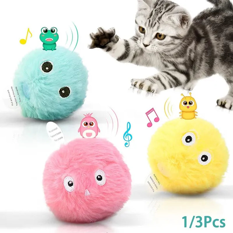 Smart Cat Toys Interactive Ball Cat Training Toy Lifelike Animal Chirping Sounds Bird Call Ball Pet Supplies Attract Cat Fun Cat Cats Kitten Kitty Toys(1/3Pcs）