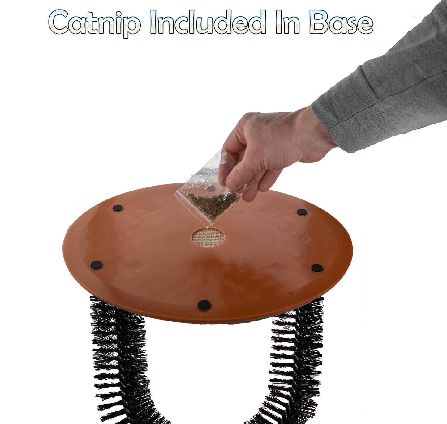 Perfect Cat Self Grooming Arch Toy & Post with Cat Mouse Toy, Bristles, Scratch Pad and Catnip - for Scratching, Brushing, and Massaging - Indoor Cats, Play, & Stress Relief