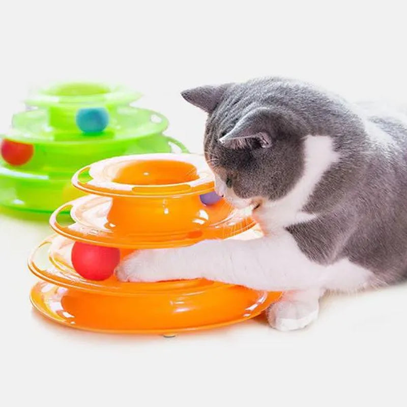 Newest Interactive Tower Cat Toy Turntable Roller Balls Toys for Cats Kitten Teaser Puzzle Track Toy Pets Training Supplies Accessories