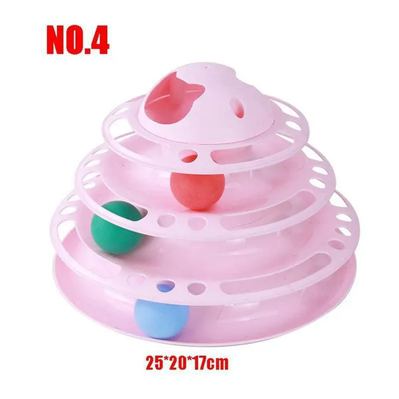 Newest Interactive Tower Cat Toy Turntable Roller Balls Toys for Cats Kitten Teaser Puzzle Track Toy Pets Training Supplies Accessories