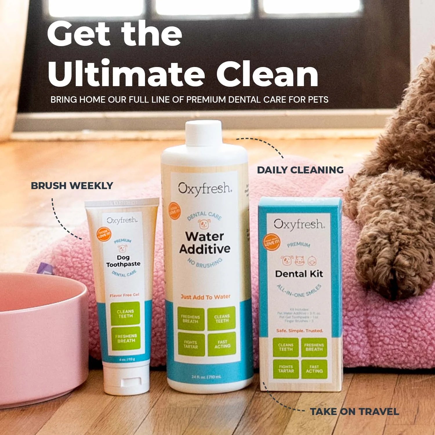 Premium Dog Dental Gel Toothpaste, Best Way to Clean Teeth & Remove Plaque for Dogs, Flavor Free, 4 Oz.