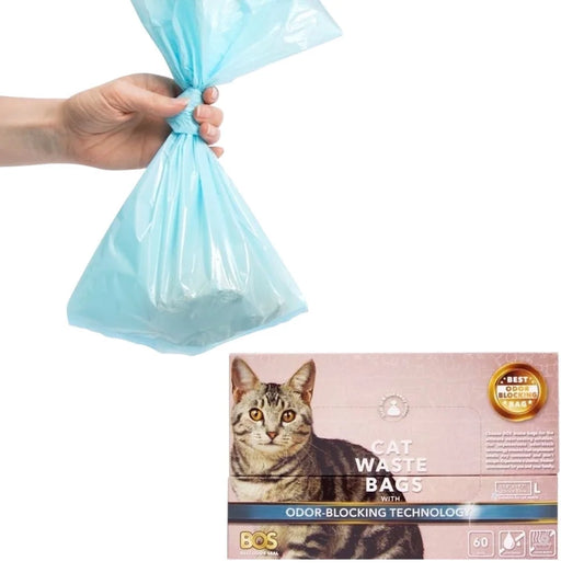 Odor-Sealing Cat Poop Bags for Pet Waste & Kitty Litter - Disposal Bags - Scent-Free (60 Bags) [Size: L, Color: Light Blue]