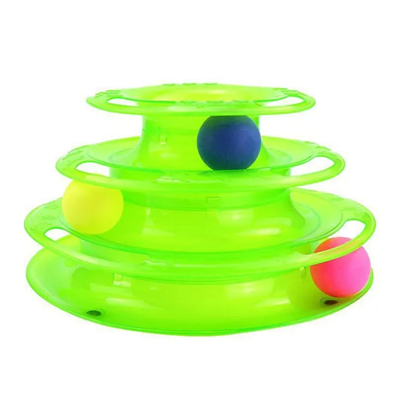 Newest Interactive Tower Cat Toy Turntable Roller Balls Toys for Cats Kitten Teaser Puzzle Track Toy Pets Training Supplies Accessories