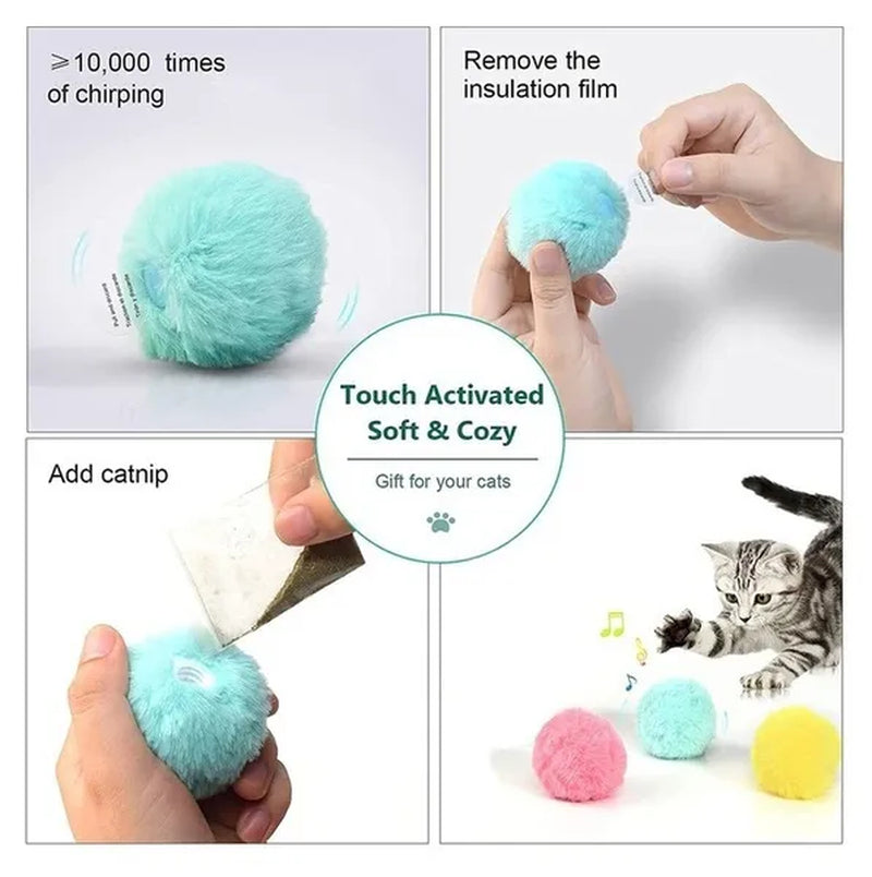 Smart Cat Toys Interactive Ball Cat Training Toy Lifelike Animal Chirping Sounds Bird Call Ball Pet Supplies Attract Cat Fun Cat Cats Kitten Kitty Toys(1/3Pcs）
