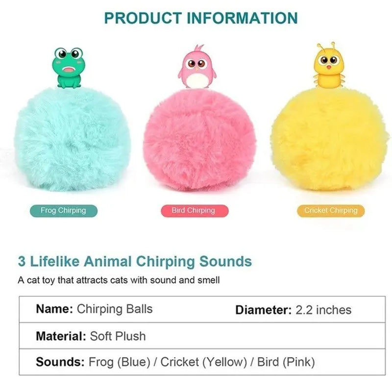Smart Cat Toys Interactive Ball Cat Training Toy Lifelike Animal Chirping Sounds Bird Call Ball Pet Supplies Attract Cat Fun Cat Cats Kitten Kitty Toys(1/3Pcs）